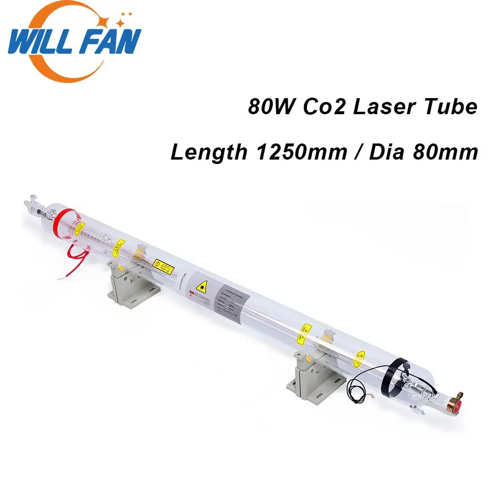 

Will Fan 80w Co2 Laser Tube Length 1250mm Diameter 80mm For Co2 Laser Cutter Engraving Machine 80W Glass Lamp Laser Parts