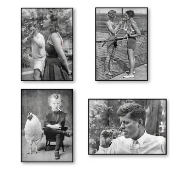 

Vintage Poster Photo Print Tennis Women Smoking Cigarettes Chicken Rooster Boy Smoking Poster John F Kennedy Cigar Weird Antique