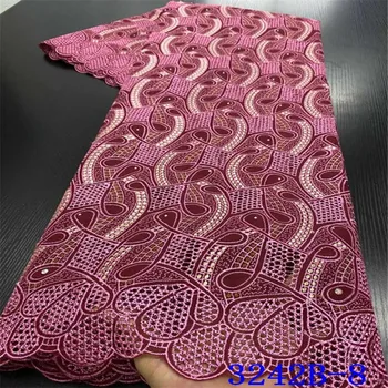 

Latest African Laces 2020 Onion Color Swiss Voile Lace In Switzerland 100% Cotton Silk Milk Cord Lace Fabric For Woman NA3242B-2