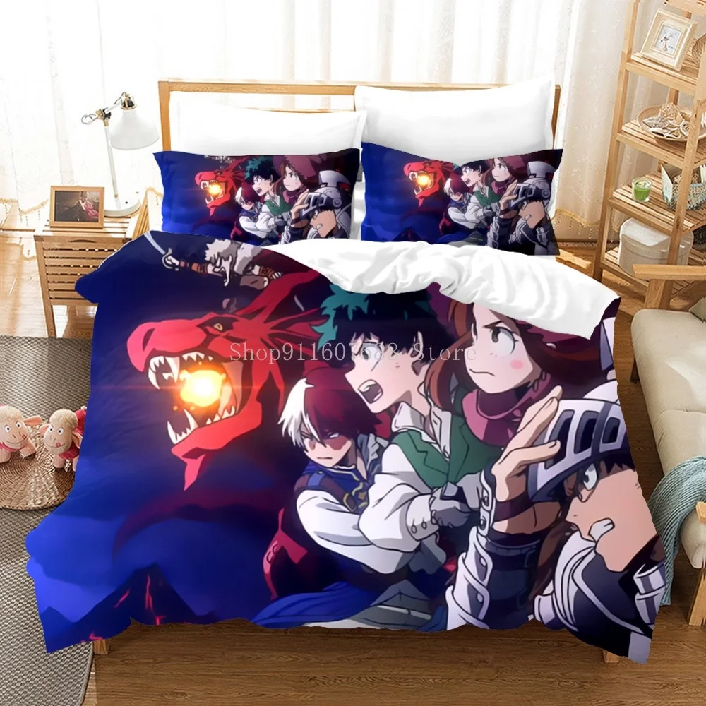 pink bedding 3D Printed Anime Bedding Set Cartoon/Anime Home Textile My Hero Academy Duvet Cover Pillowcase For Boys Adults Teens King Size best Bedding Sets