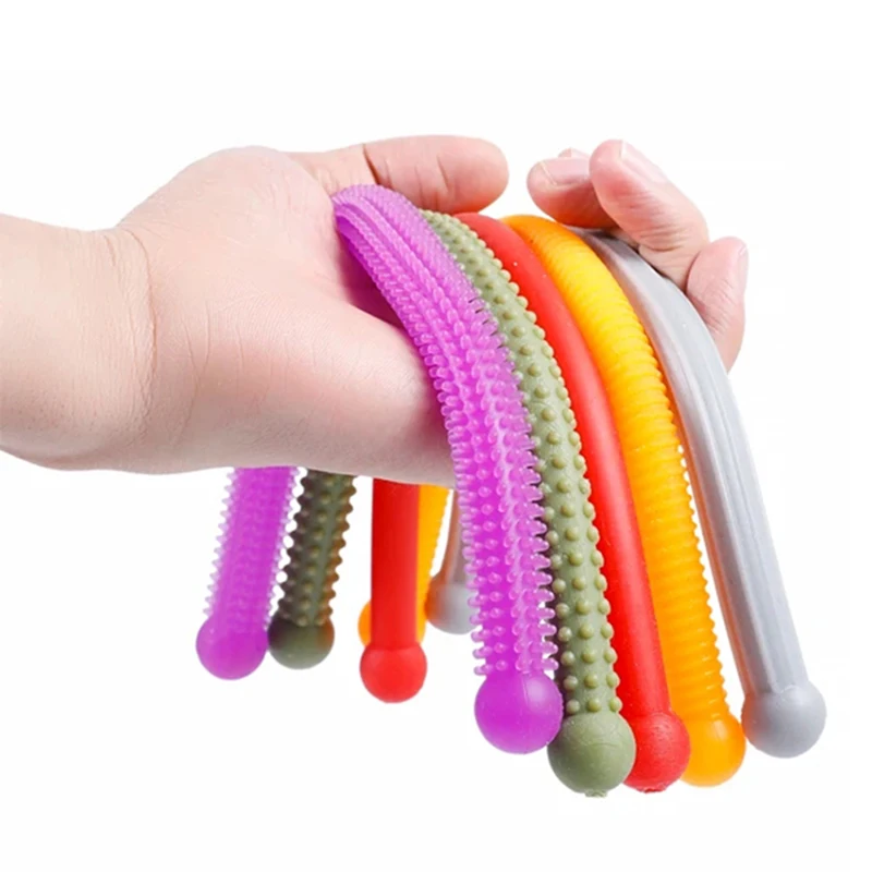 2Pcs New Anti-Stress Fidget  Sensory Toy Creative Soft Glue TPR Stretching Monkey Noodles Tricky Toys Relieve Anxiety For Autsim pea pod fidget toy