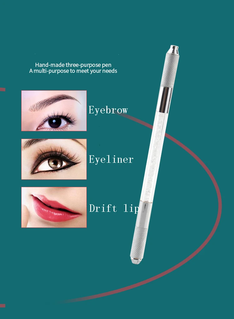 White Double head Handmade Eyebrow Pen Semi-Permanent Embroidery Tattoo Machine High quality Eyebrow Pencils for shader