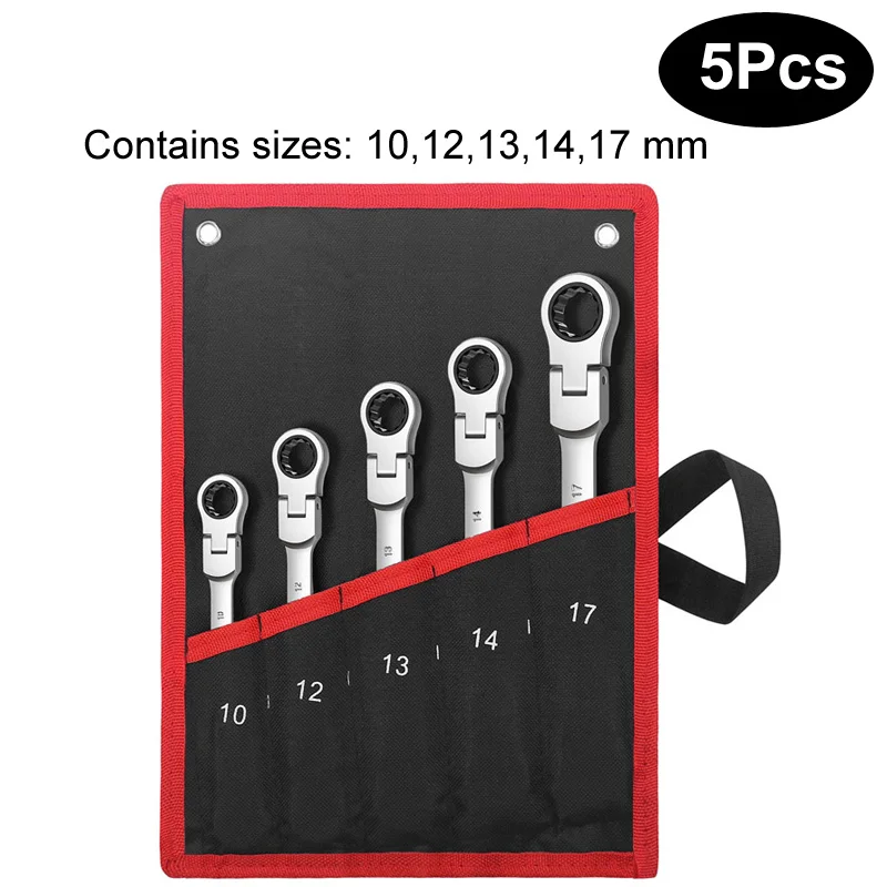 Flex Head Ratcheting Wrench Set,Combination Ended Spanner kits, Chrome Vanadium Steel Hand Tools Socket Key Ratchet Wrench set auto dent pullers Tool Sets