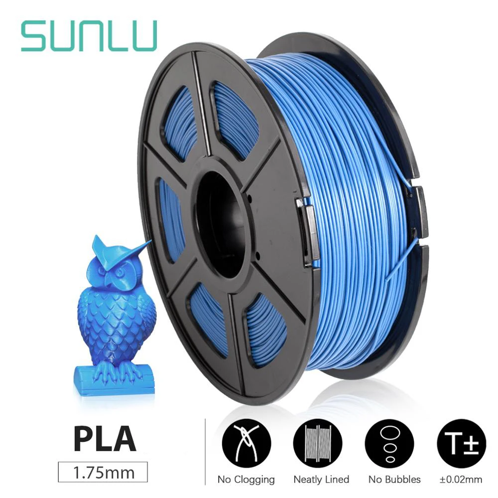 SUNLU-filamento PLA para impresora 3D, carrete de 1,75mm, 1KG/2,2 libras, ecológico, inofensivo y degradable