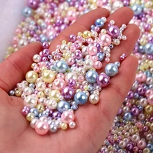150Pcs/Pack Mix Size 3/4/5/6/8mm Beads With Hole Colorful Pearls Round Acrylic Imitation Pearl DIY For Jewelry Making Craft