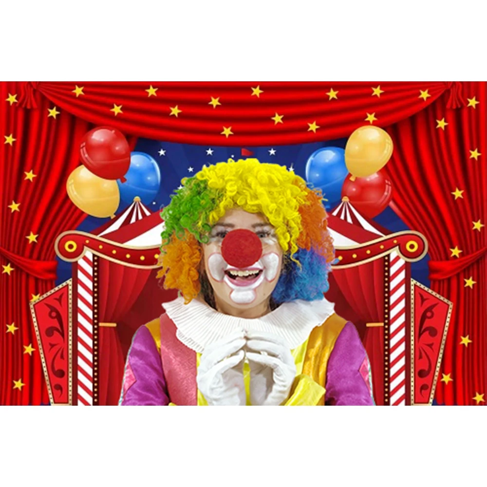 Photo Backdrop Yeele Birthday Party Circus Theme Clown Play Show Red Curtain Baby Child Background Photography Backdrops For Photo Studio