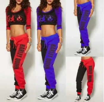 

Women Two Piece Outfits for Streetwear O-Neck Long Sleeve Print Short Top+Drawstring Design Letter Print Slim Pencil Pants