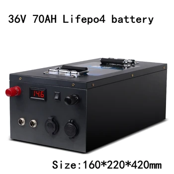 

36v 70ah lifepo4 battery pack Waterproof with 100A BMS For solar RV photovoltaic boat trolling motor lbs + 10A charger