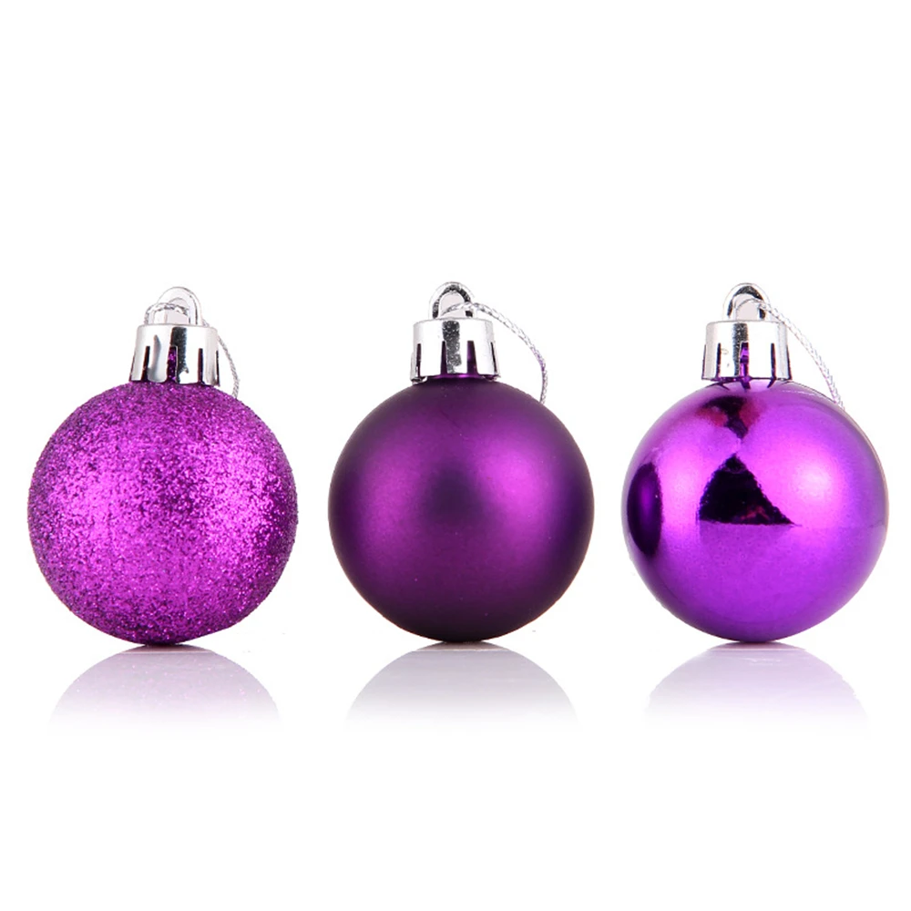 Ёлочные шары 4/5/6/8 см шары с рождественским орнаментом Рождественские шары светильник шарик 6 см 24 шт. роспись шаровой шарнир комплект дропшиппинг - Цвет: purple