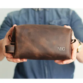 

Personalized Anniversary gift, Mans Dopp Kit, Brown Mens Bag, Leather Toiletry Bag , Mens Toiletry Bag, cutom Mens Bathroom Bag