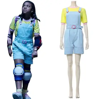 

Stranger Things 3 Erica Sinclair Cosplay Costumes Women Female Dungarees Shirt Outfit Set Streetwear Halloween Carnival Costumes
