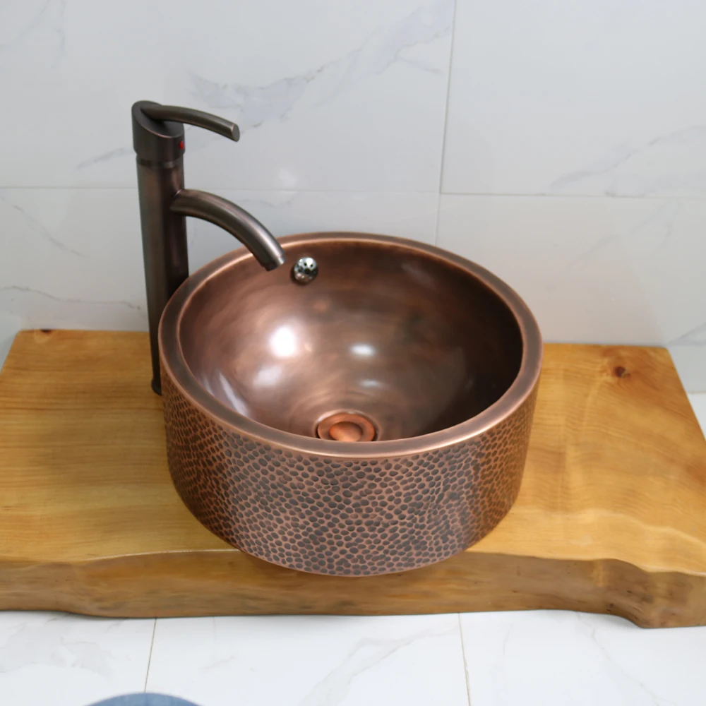 Cameo Hammered Copper Bathroom Sink