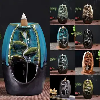 

Classic Censer Burner Backflow Waterfall Desktop Sleep Aid Aromatherapy Diffuser Incense Censer Holder Porcelain Censer Ceramic