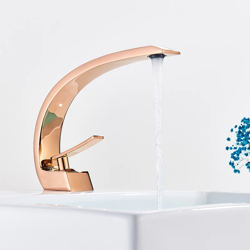 Rozin Bathroom Gold Basin Faucet Deck Mount Black Chrome Washing Basin Mixer Water Taps Creative Hot Cold Water Crane Mixers basin faucet,bathroom faucet