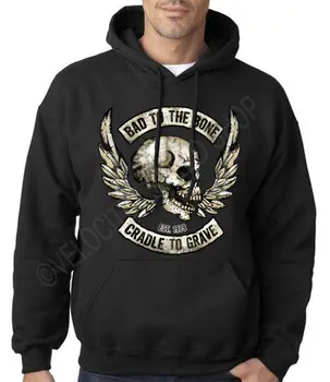 

Speed ​​Speede Mens Hoodie Bad To The Bone Skull Biker Hotrod W15062 men long sleeve gym jogger winter summer coat