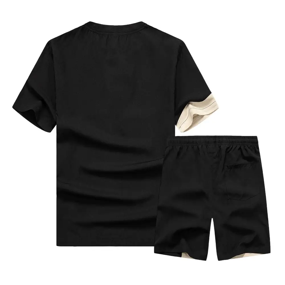 Men Sets Brand New 2020 Summer Men's Casual Tracksuit Clothing T-Shirts+Shorts 2PCS Splice Set Male Loose Streetwear Sport Suit