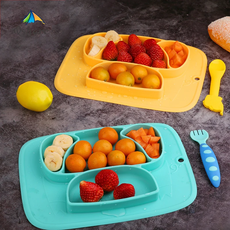 Placa de Alimentação Utensílios de Mesa Pratos do Bebê Copo de Alimentação Tigela para o Miúdo Qshare Bebê Recipiente Placema Crianças Comida Infantil Silicone Sucção