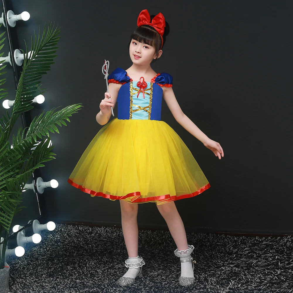 snow white 2 шт., детское платье принцессы Белоснежки костюм на Хэллоуин для детей, платья для девочек, костюмы косплей - Цвет: snow white