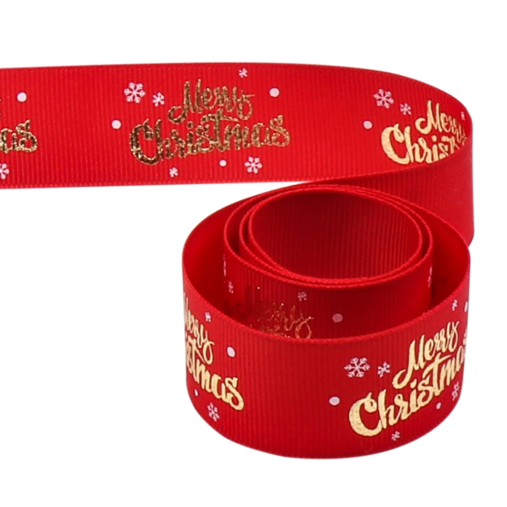IBOWS 5Y/lot Grosgrain Ribbon Merry Christmas Ribbon DIY Hairbows Accessories Materials Festival Party Decoration Gift Package - Цвет: 22 25mm