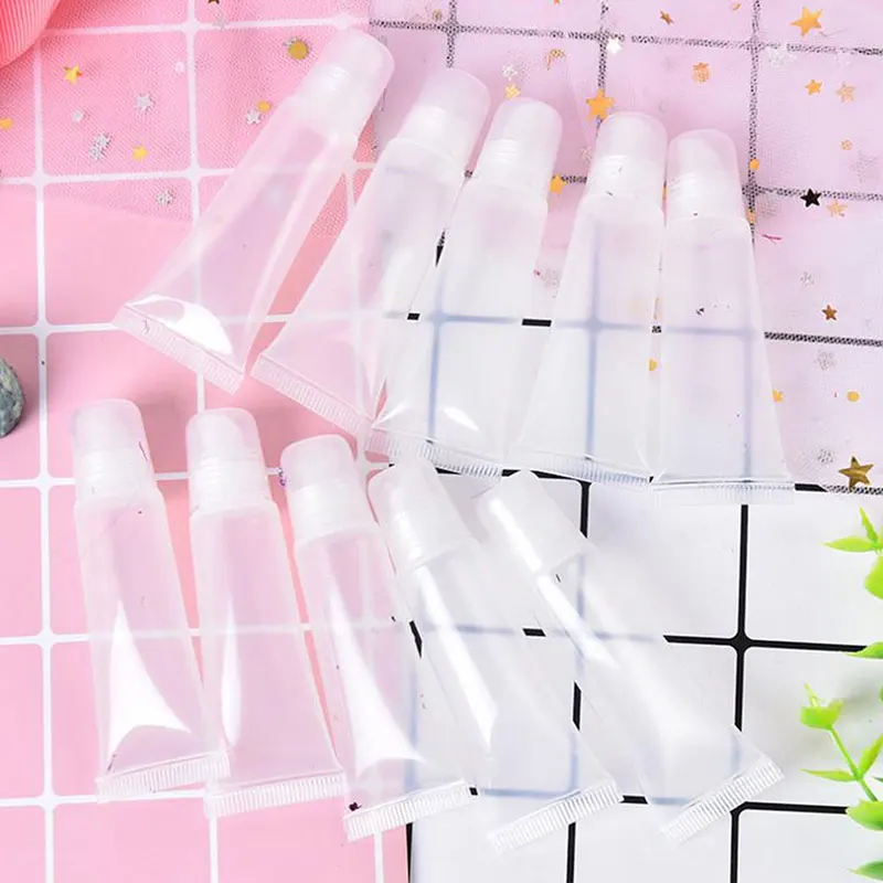 10Pcs 5/10/15mlEmpty Lipstick Tube Clear Lip Balm Soft Tube Makeup Squeeze Lip Gloss Container