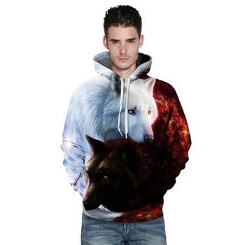 

Lyprerazy Autumn Tracksuit Pullover Unisex Hooded Sweatshirt 3d Print ice/Fire Wolves Wolf Hoodies Men/Women Casual Hoodie