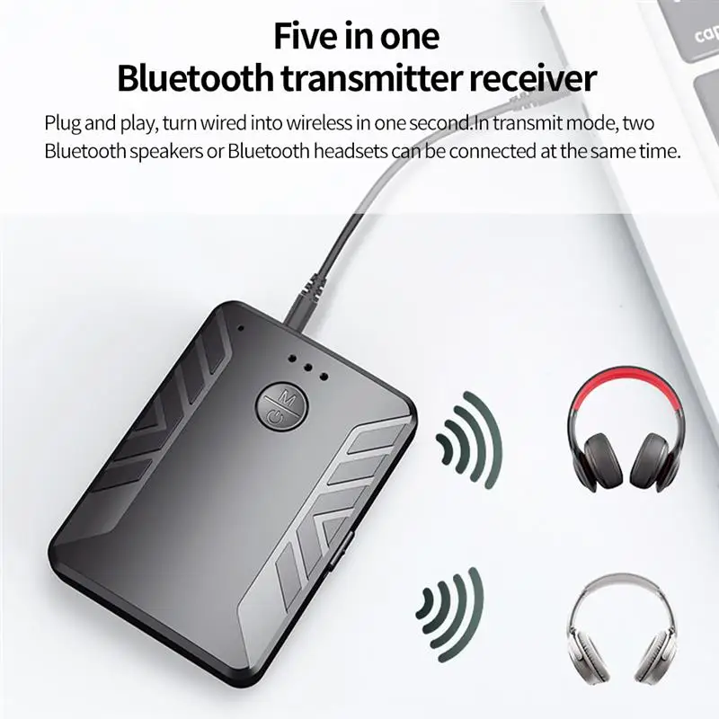 

Bluetooth 5.0 Audio Transmitter Receiver Computer Laptop Speaker Wireless Audio Adapter with 3.5mm Cable
