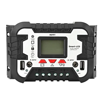 

30A 12V/24V Waterproof Solar Charge Controller Dual USB LCD Display For Household Commercial Automobile And Motorcycle Batteries