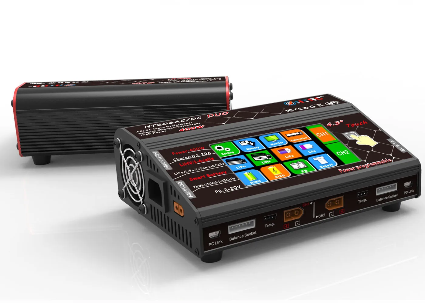 HTRC HT206 TRI AC/DC 3X200W 3X20A 4,3 дюймов ЖК-дисплей с сенсорным экраном зарядное устройство
