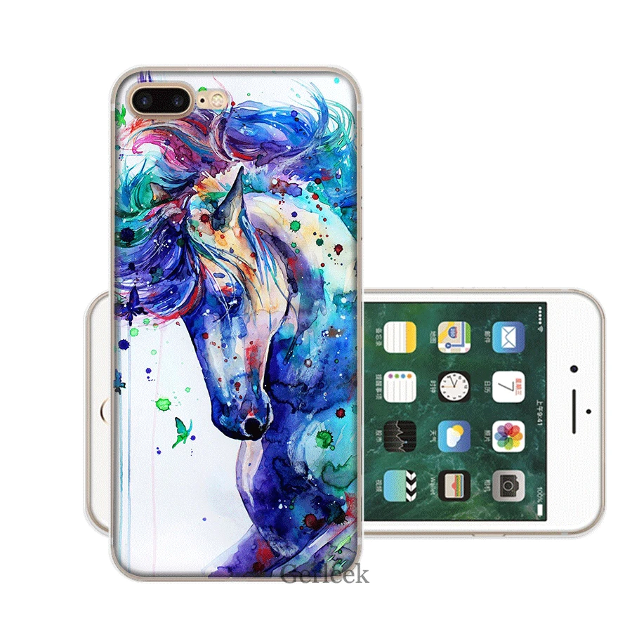 Чехол для мобильного телефона iPhone 11 Pro 6 6s 7 8 P Lus iPhone XR X XS Max 5 5S SE Shell Акварельная Лошадь Картина маслом жесткий чехол - Цвет: H7