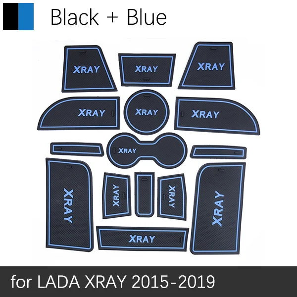 Blue Противоскользящий резиновый подстаканник для Лада XRAY Коврик для двери салонные аксессуары наклейки для автомобиля - Название цвета: Blue