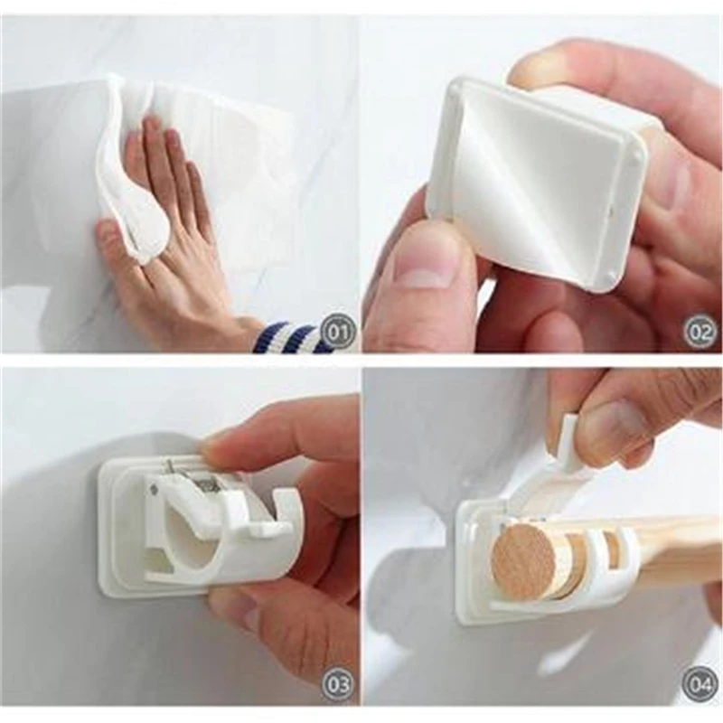 Simple Mini Portable Lazy  Self Adhesive Hooks Rod Bracket Pole Drapery Hook Holders 2PC Practical Simple Mini Portable Lazy