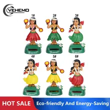 Экологически чистая и энергосберегающая Гавайская девушка, Солнечная Автомобильная декорация, красивая трава, юбка-качели, офисные принадлежности для автомобиля