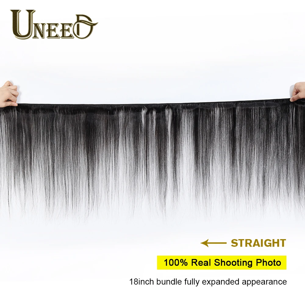 Uneed волосы малазийские прямые волосы плетение человеческих волос пучки волосы Remy наращивание натуральный черный цвет можно купить 3 или 4 пучка