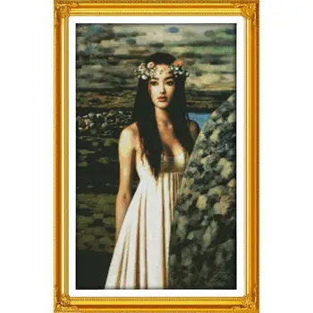 

Joy Sunday Green Field Character Chinese Counted Cross Stitch Patterns 11&14CTEmbroidery Needlework Sets Everything For Handmade