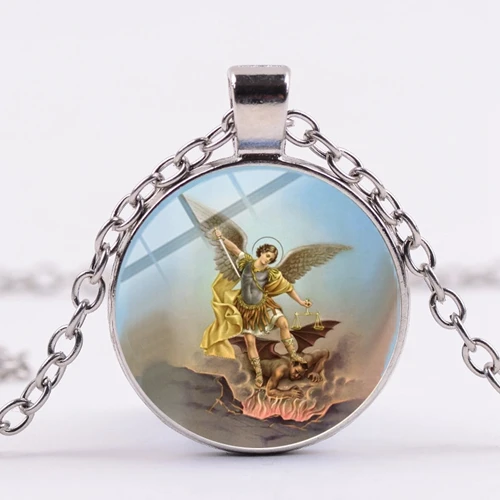 SONGDA Archangel St. Подвеска с Майклом защитите меня Святой щит Ангел защита стекло драгоценный камень кулон Orhodox амулет христианские ювелирные изделия - Окраска металла: Style 3
