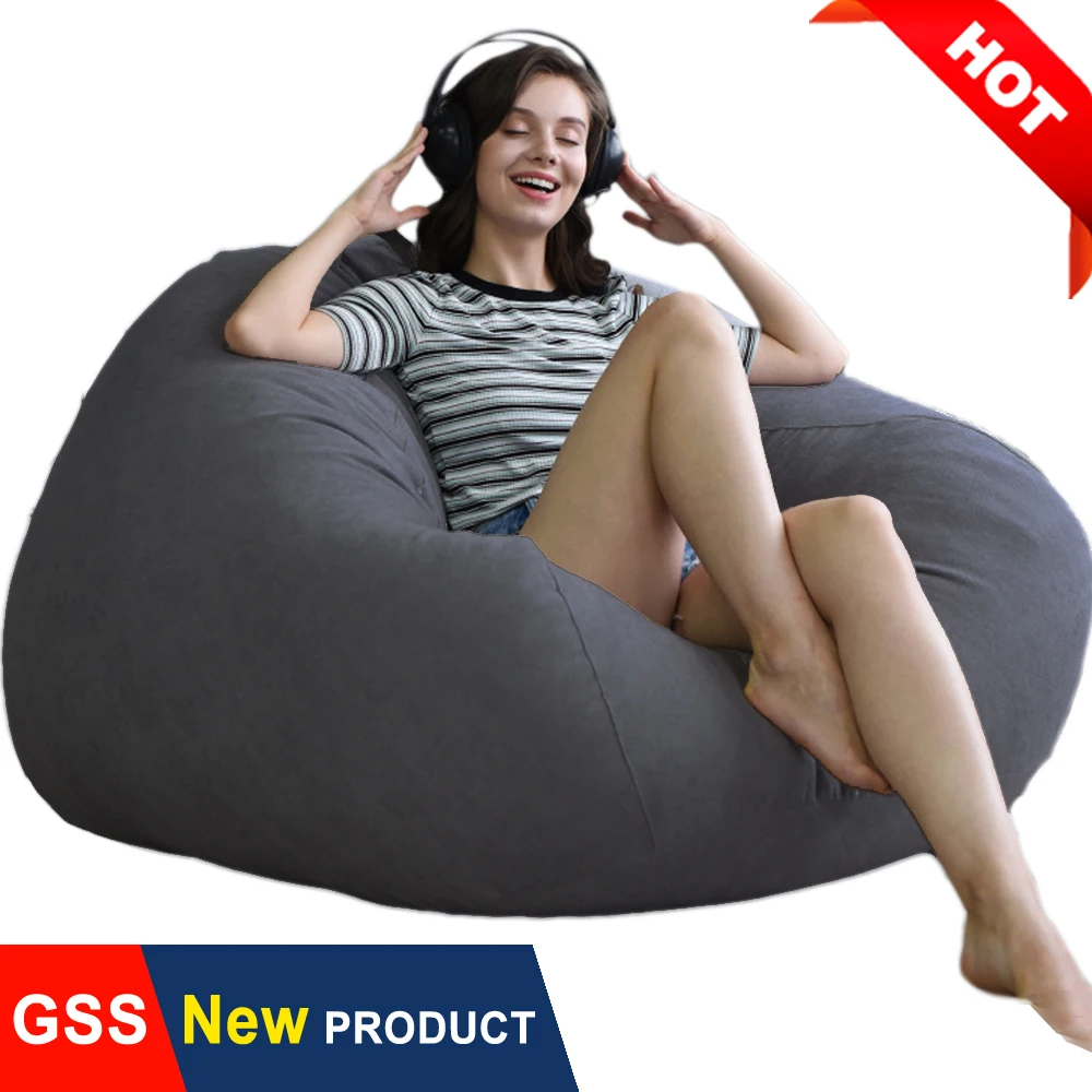 Description Picture 4 of itemDropshipping Big Bean Bag Chair No Filling Beanbag Sofa Bed Floor Pouf Cotton Velvet Lazy Recliner Living Room Furniture Futon