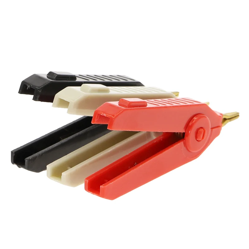 3pcs 90MM 20A Alligator Clip Copper Alligator Kelvin Copper Gold Plated Clip White+ Black + Red