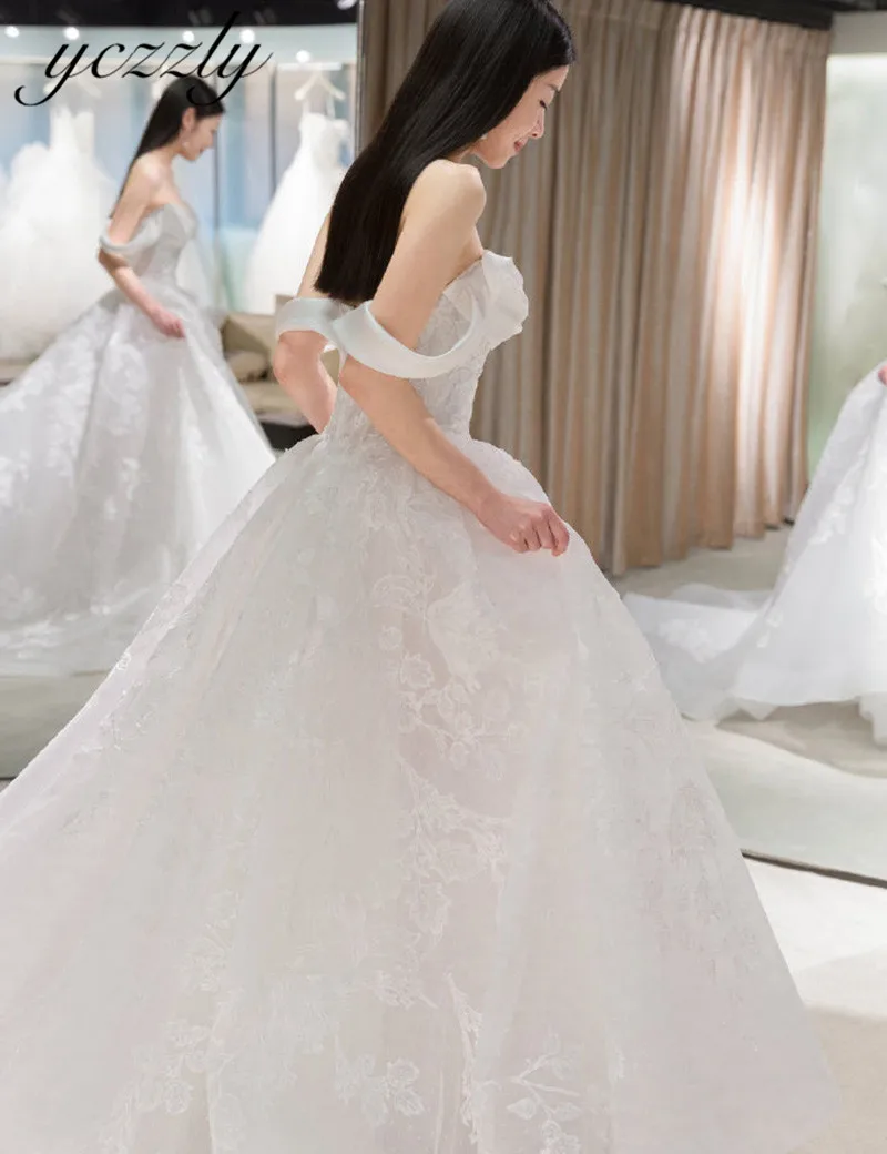 Robe De Mariee свадебное платье плюс размер сексуальное ТРАПЕЦИЕВИДНОЕ кружевное свадебное платье с аппликацией Длинные платья невесты YW32