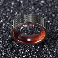 8mm Wide Carbon Fiber Shell And Rosewood Inner Ring Combination Ring Men's  2022 Trend 2