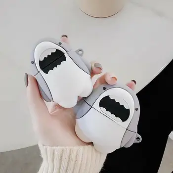 

3D Cute Cartoon shark Silicone Cover For Apple Airpods 1/2 Pro Earphone Charging Case Shockproof Protective Case