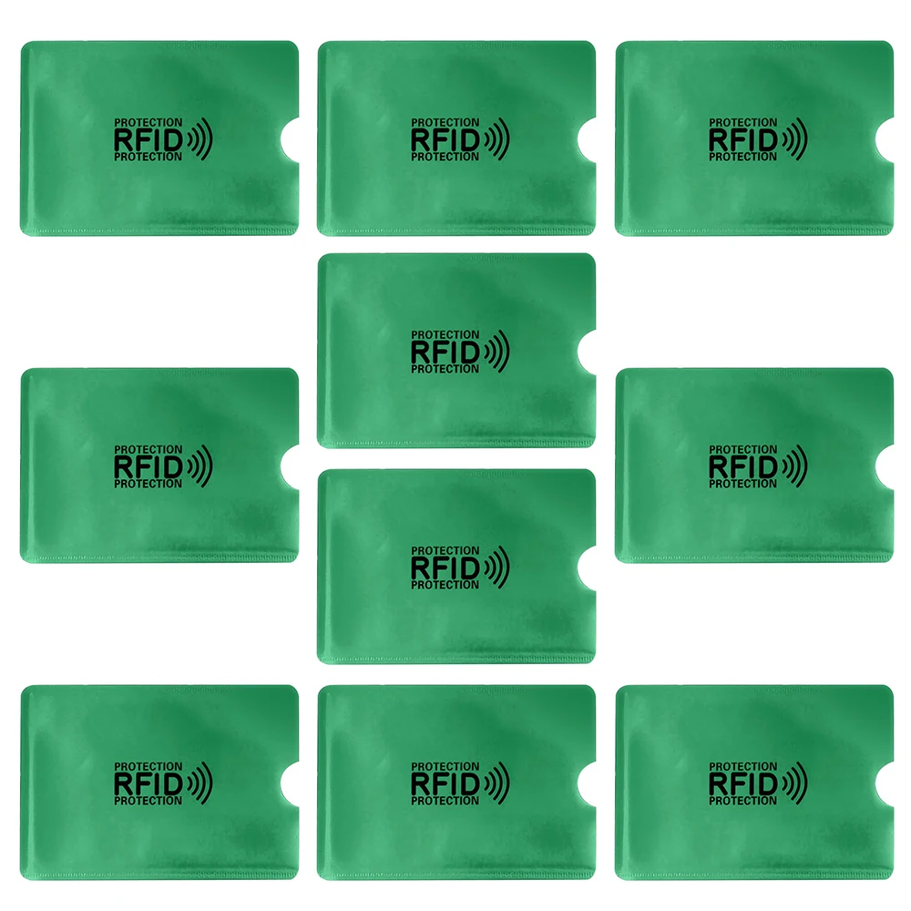 1-10 шт Анти Rfid считыватель замок кошелек Блокировка кредитный Id держатель для карт банк защитный Алюминиевый металлический корпус для карт Поддержка NFC 6,2*9,2 - Цвет: Green 10 pcs