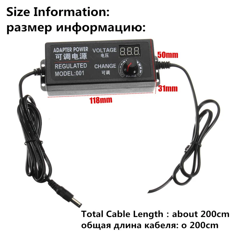 Регулируемый адаптер переменного тока в постоянный ток 3 в-24 в 3 в 5 в 12 В 18 в 24 В Универсальный адаптер дисплей экран напряжение Регулируемый источник питания adatpor