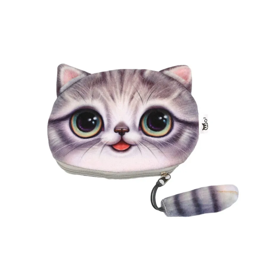 Light Gray PENGBIN маленький хвост портмоне «кошка» милый детский мультяшный кошелек Kawaii сумка для монет Детский кошелек держатель Женский кошелек для монет - Цвет: Light Gray