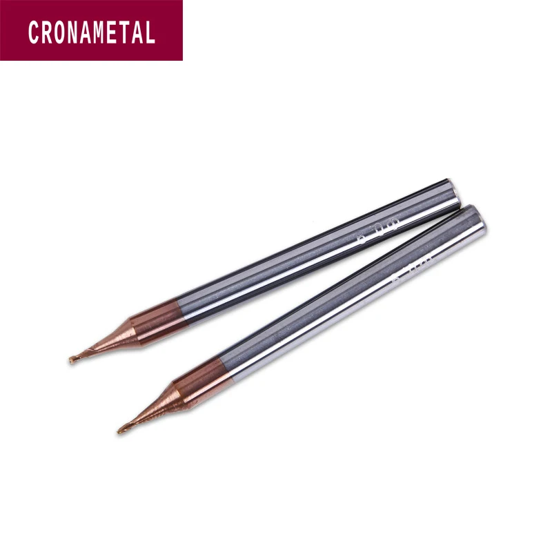 

CRONAMETAL 1pc 0.2-0.9mm TiAIN Micro Flat End Mill 2 Flute Milling Cutter HRC 58 Mirco Carbide CNC Machine Engraving Bit Route