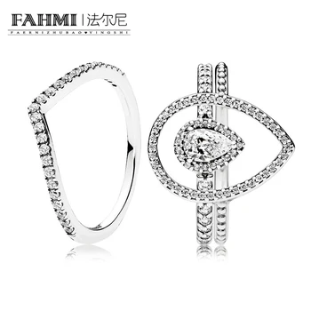 

FAHMI 100% 925 Sterling Silver RADIANT SMALL TEARDROP RING SHIMMERING WISH RING TEARDROP SILHOUETTE RING SET RAU0494