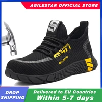 2021 New Breathable Mesh Safety Shoes Men Light Sneaker Indestructible Steel Toe Soft Anti-piercing Work Boots Plus size 37-48 1
