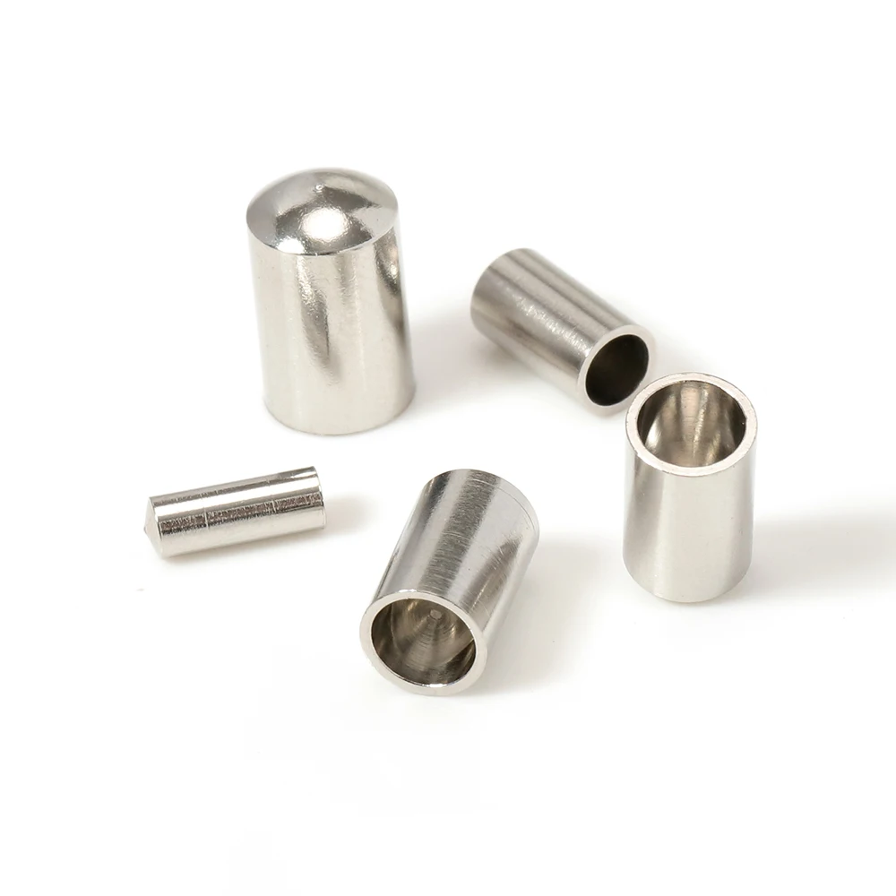 

50pcs Stainless Steel Cord End Caps Fit 2/3/4/5mm Leather Rope For DIY Jewelry Making Accessories Thread Fastener Crimp Findings