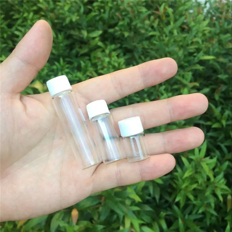 

Diameter 16mm Hyaline Glass Jars White Plastic Lid 2ml 4ml 6ml Vitreous Mini Bottles Crafts Exhibits Ornament Vials 24Pcs