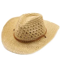 Western Cowboy Hat Men Panama Outdoor 2021 Summer Beach Cap Women Sombrero Vaquero Hombre Chapeu Wide brim Men's Straw Sun Hat 5