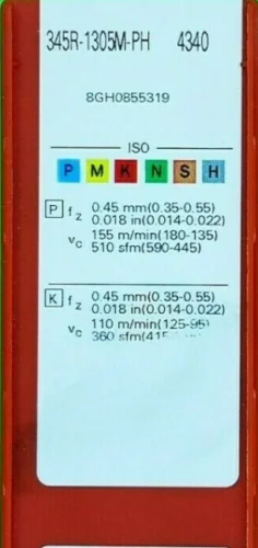 10 шт. вставки карбида 345R-1305M-PH 4340